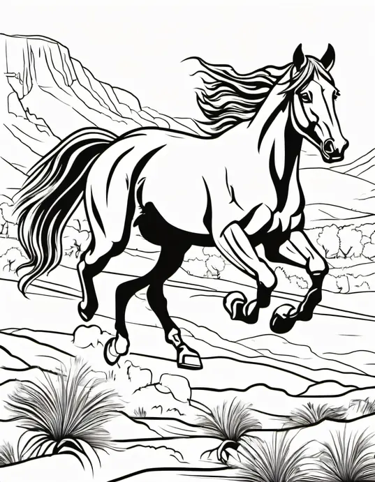 Color and Gallop: Wild West Stallion Coloring Page