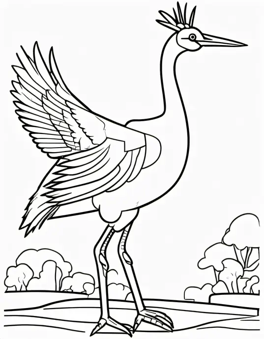Exciting Crane Coloring Page for Kids