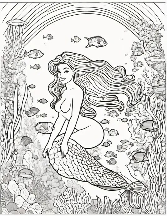 Color Mermaids Underwater Rainbow Reef