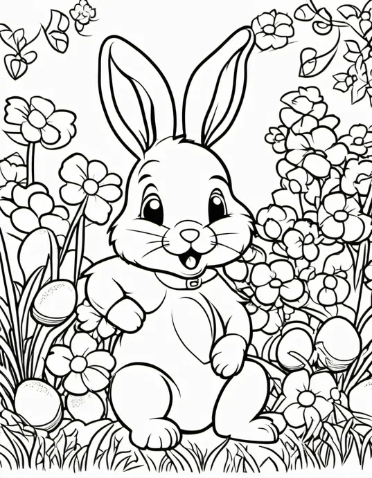 Easter Bunny Coloring Page Fun for Kids