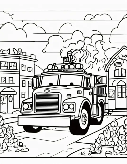 Big Fire Truck Coloring Page for Kids