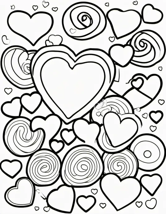 Sweet Hearts Candy Coloring Page Valentine's Day