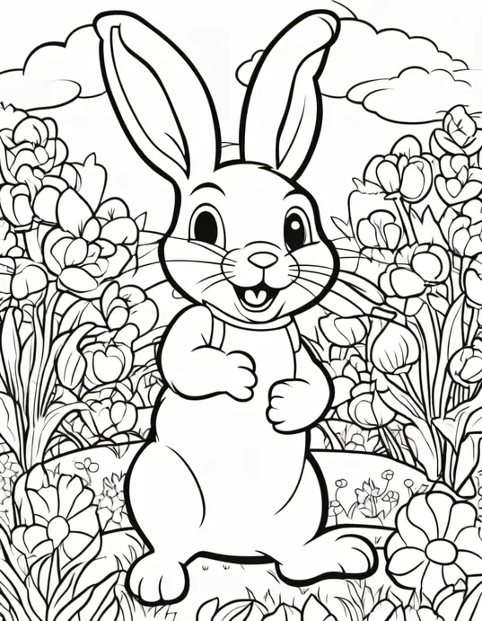 Easter Bunny Garden Coloring Page