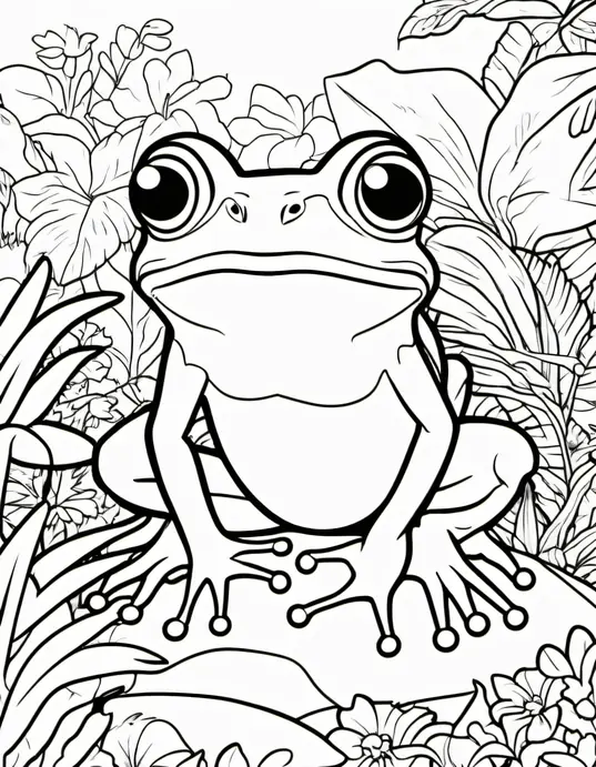 Colorful Tropical Rainforest Frog Coloring Page