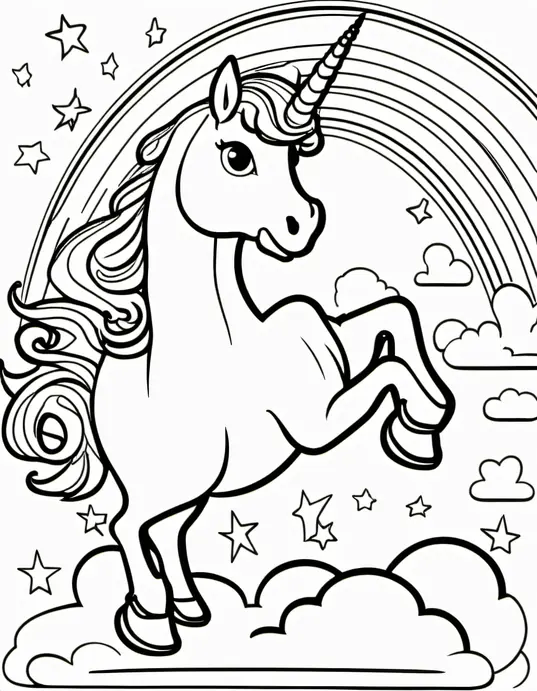 Colorful Unicorn Rainbow Adventure Scene