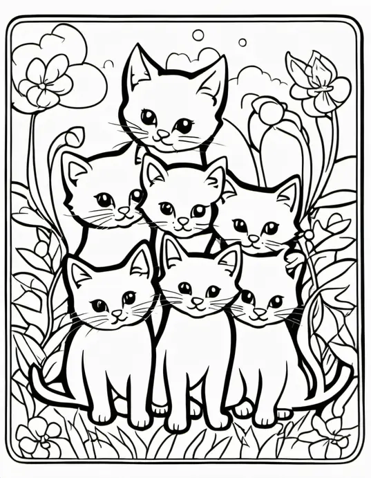 Color and Play: Kitten Cuddles Coloring Scene