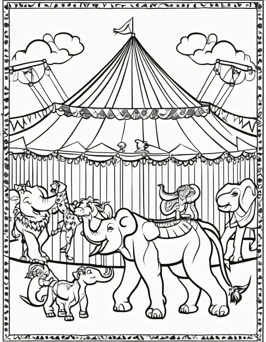 Exotic Circus Animals Coloring Page