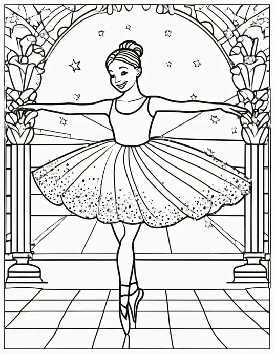 Colour a Ballet Dancer's Sparkling Tutu Scene