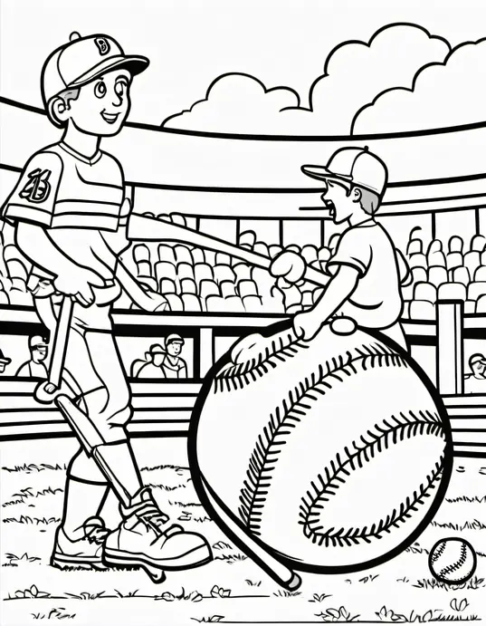 Color Baseball Players in Sunny Stadium