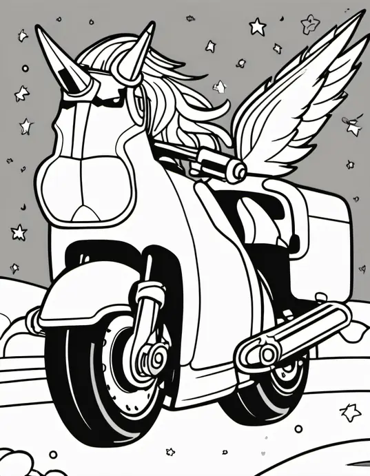 Color and Zoom: Vrooming Unicorn Motorbikes!