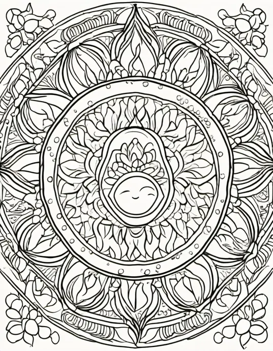 Colorful Ocean Mandala for Kids to Explore
