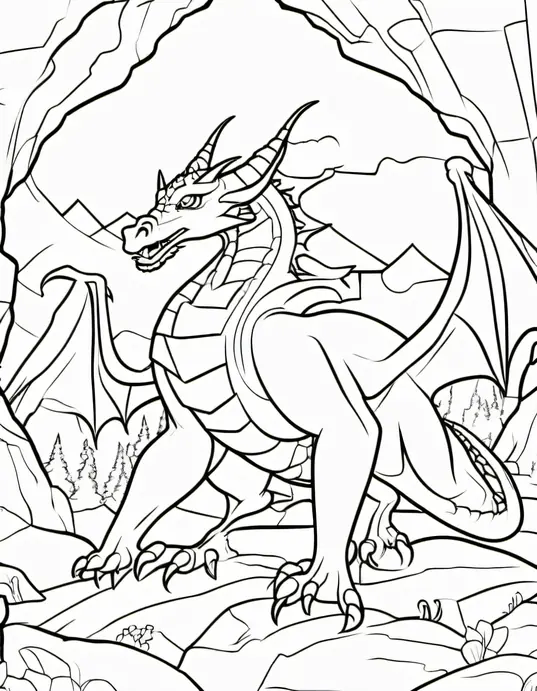 Color Magic Fire-Breathing Dragon Cave Scene