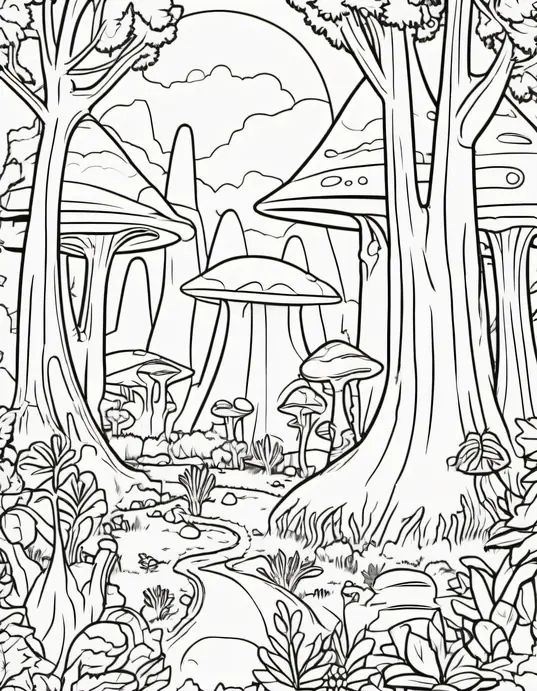 Extraterrestrial Forest Coloring Adventure