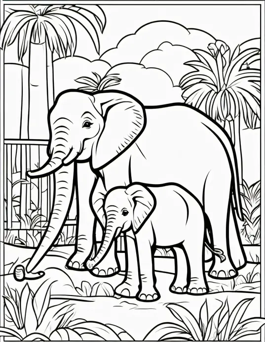 Color Baby Elephants in a Savannah Playground