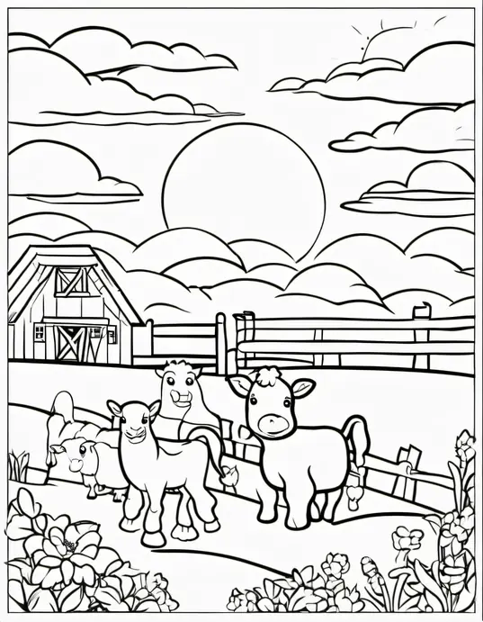 Color and Play: Sunset Barnyard Friends