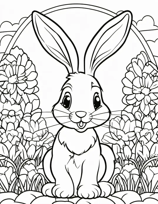 Easter Bunny Garden Coloring Page