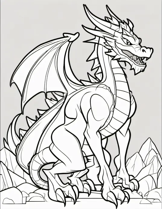 Anime-Inspired Dragon Coloring Page for Kids