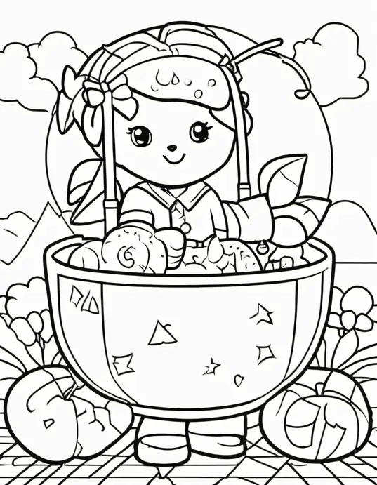 Unicorn Forest Coloring Scene for Kids