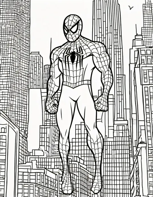 Spiderman's New York City Coloring Scene