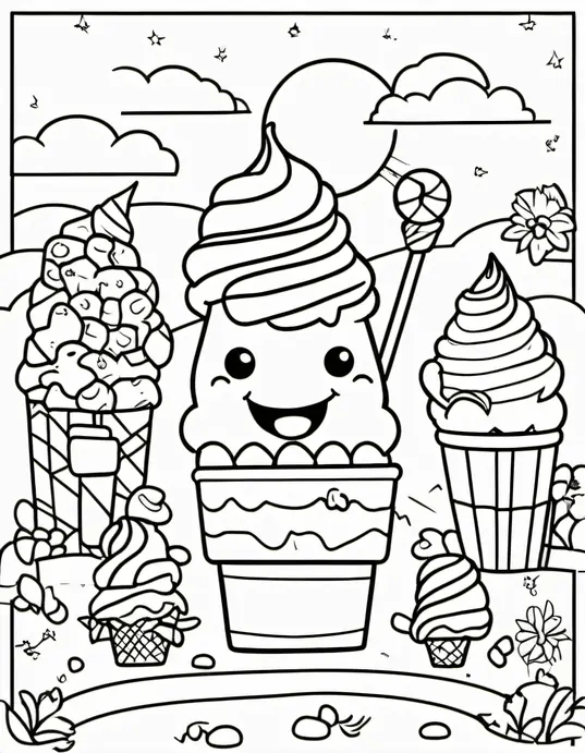 Colorful Ice Cream Sunshine Beach Scene