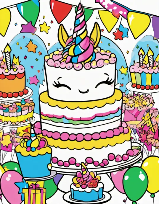Colorful Unicorn Birthday Party Scene for Kids