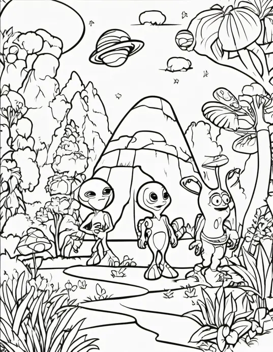 Extraterrestrial Forest Coloring Adventure