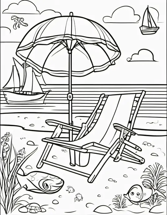 Sunny Beach Coloring Scenes for Kids