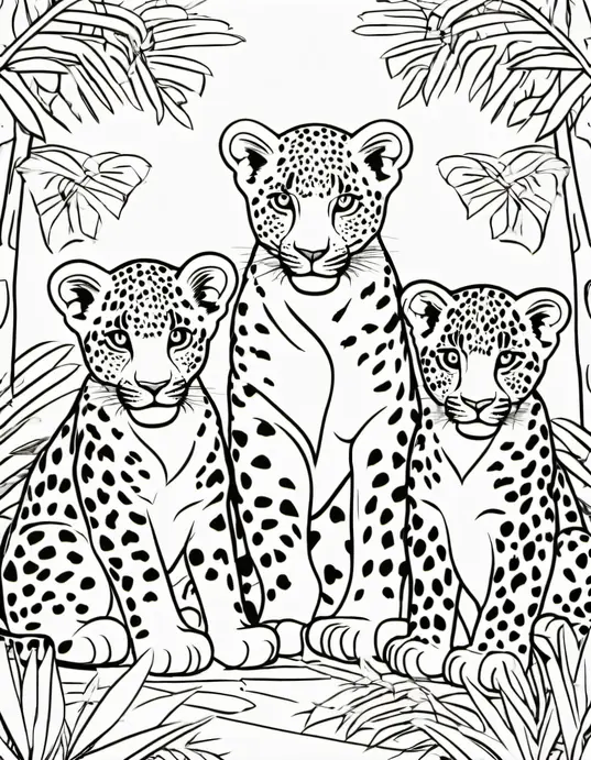 Colorful Jungle Babies: Spotted Leopard Cubs Playtime