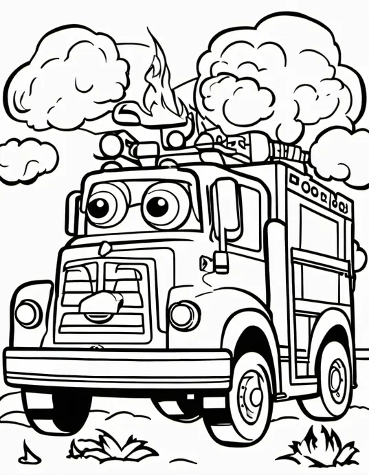 Fire Truck Coloring Page: Save the Day!