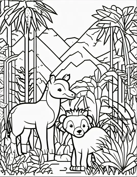 Pixely Jungle Coloring Adventure Scenes