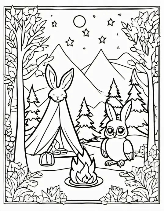 Color Stars in Nighttime Forest Scene
