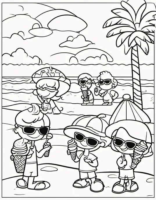 Colorful Summer Ice Cream Beach Party Scene