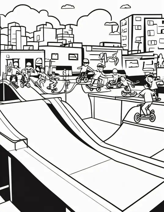 Color Skate Park Adventure Scene for Kids