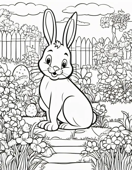 Easter Bunny's Garden Coloring Page
