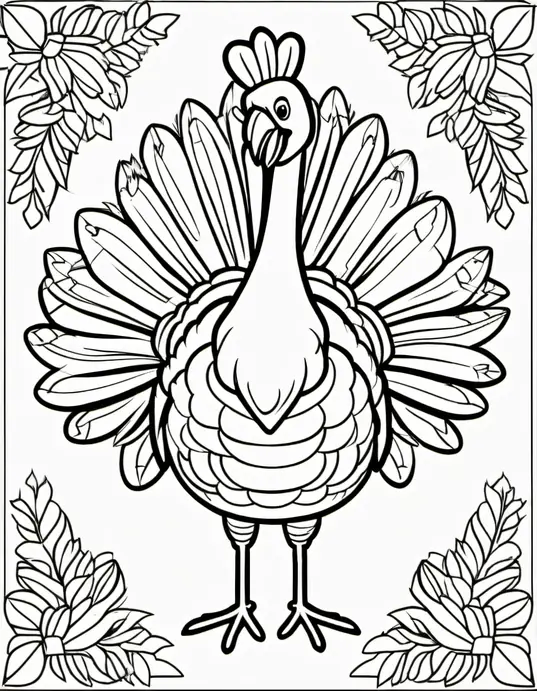 Turkey Feather Rainbow Coloring Page