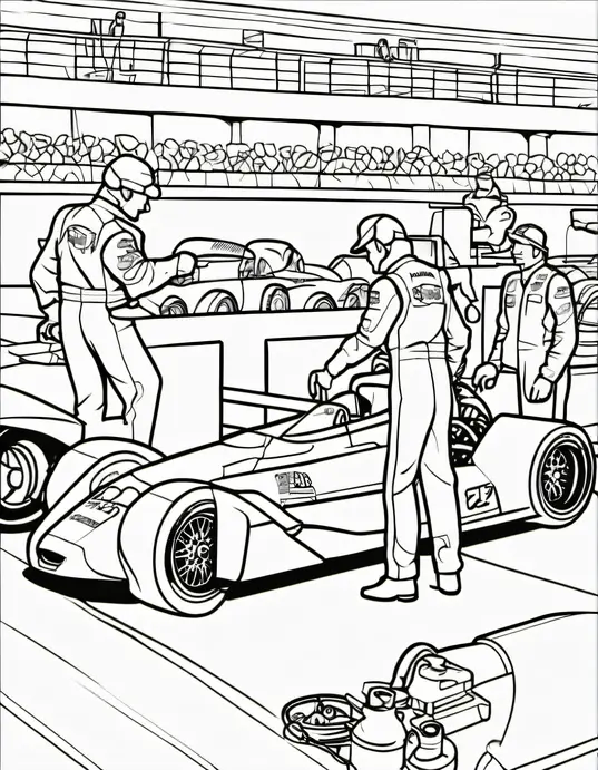 Color and Zoom! Vibrant Race Car Pit Stop Scene