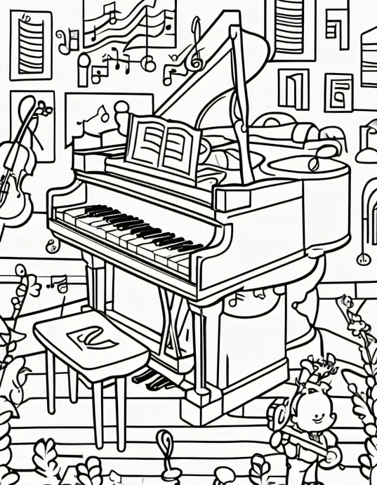 Joyful Piano Keys Coloring Page