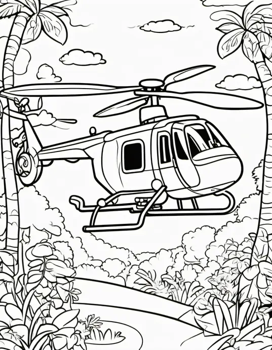 Color and Explore: Jolly Jungle Helicopter Playground