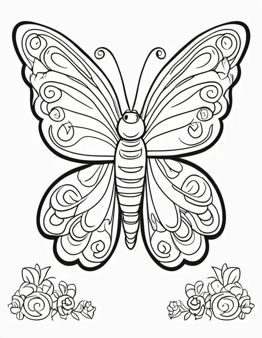 Heart-Shaped Butterfly Coloring Page for Valentine's Day