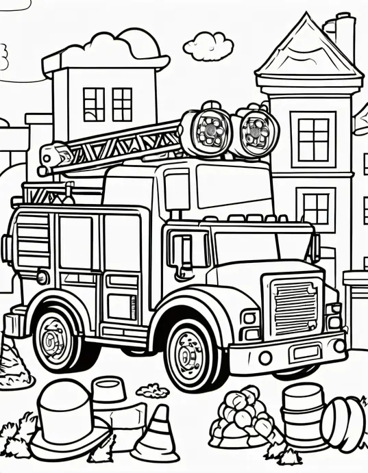 Color Vibrant Fire Truck and Bulldozer Play Scene
