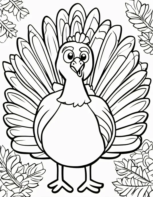 Turkey Feather Rainbow Coloring Page
