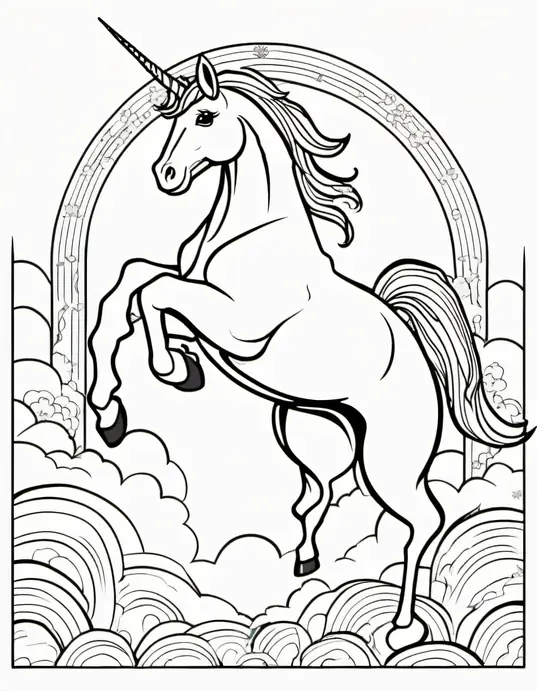 Luck of the Irish: Rainbow Unicorn St. Patrick's Day Coloring Page