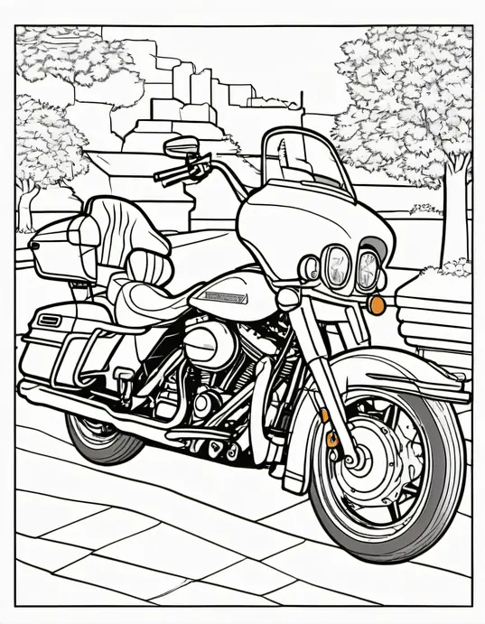Color Vibrant Harley-Davidson Motorcycle Adventure Scene