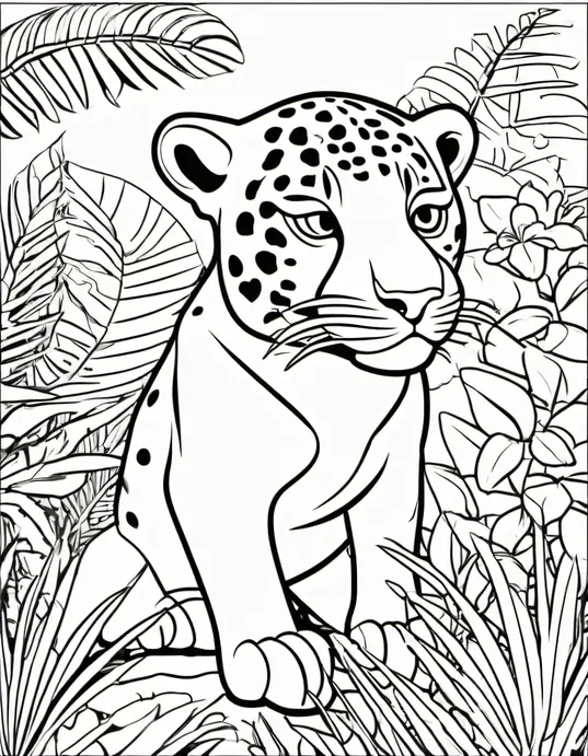 Color Jolly Jaguar Jungle Scene