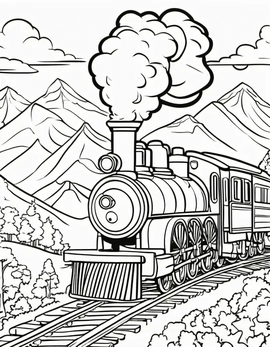 Color Tracks: Steam Train Adventure Scenes for Kids