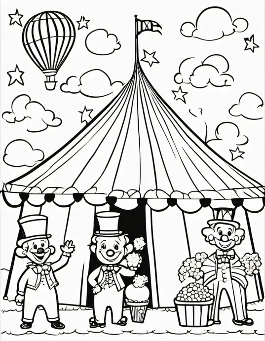 Colorful Clown Circus Tent Scene for Kids