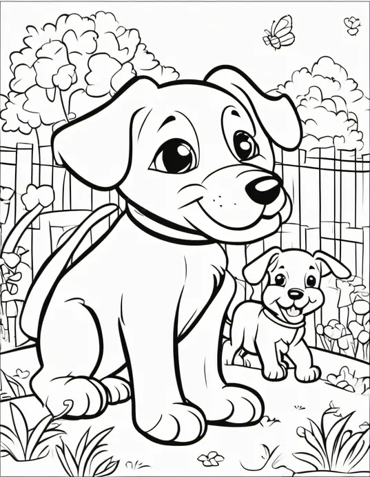 Puppy Playtime Coloring Scene for Kids