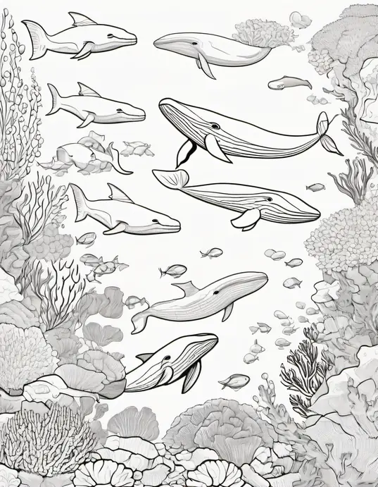 Color and Discover Underwater Whale Friends