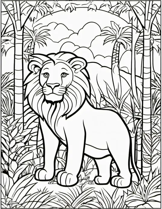 Exotic Jungle Safari Coloring Page