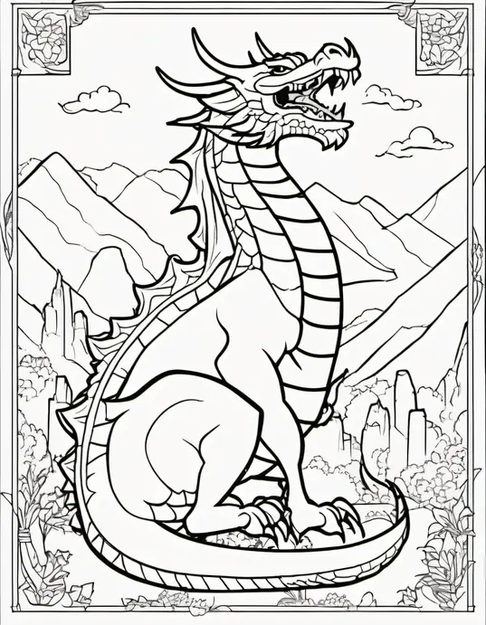 Anime-Style Dragon Coloring Page for Kids